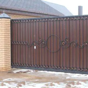 Кованые ворота в СПб, Художественная ковка в Санкт_Петербурге, Ворота с профлистом